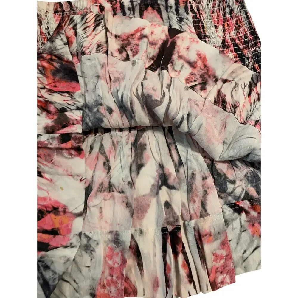IRO Ruffled Mini Skirt Pink Abstract 34 - Picture 4 of 7
